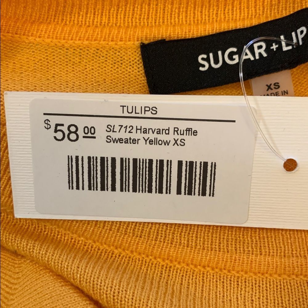 Sugar+Lips Harvard Ruffle Yellow Sweater Size XS - Picture 4 of 5